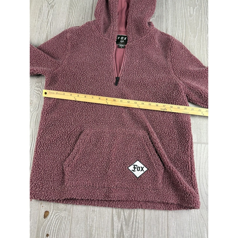 Fox Racing Womens Large Quarter Zip Sherpa Fleece Pullover Hoodie Pinkish Brown - Picture 6 of 10